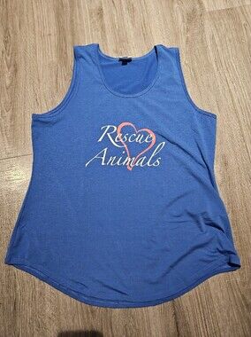 Red White & Blue Rescue Animals Graphic Tank with Red Heart Lularoe 2XL